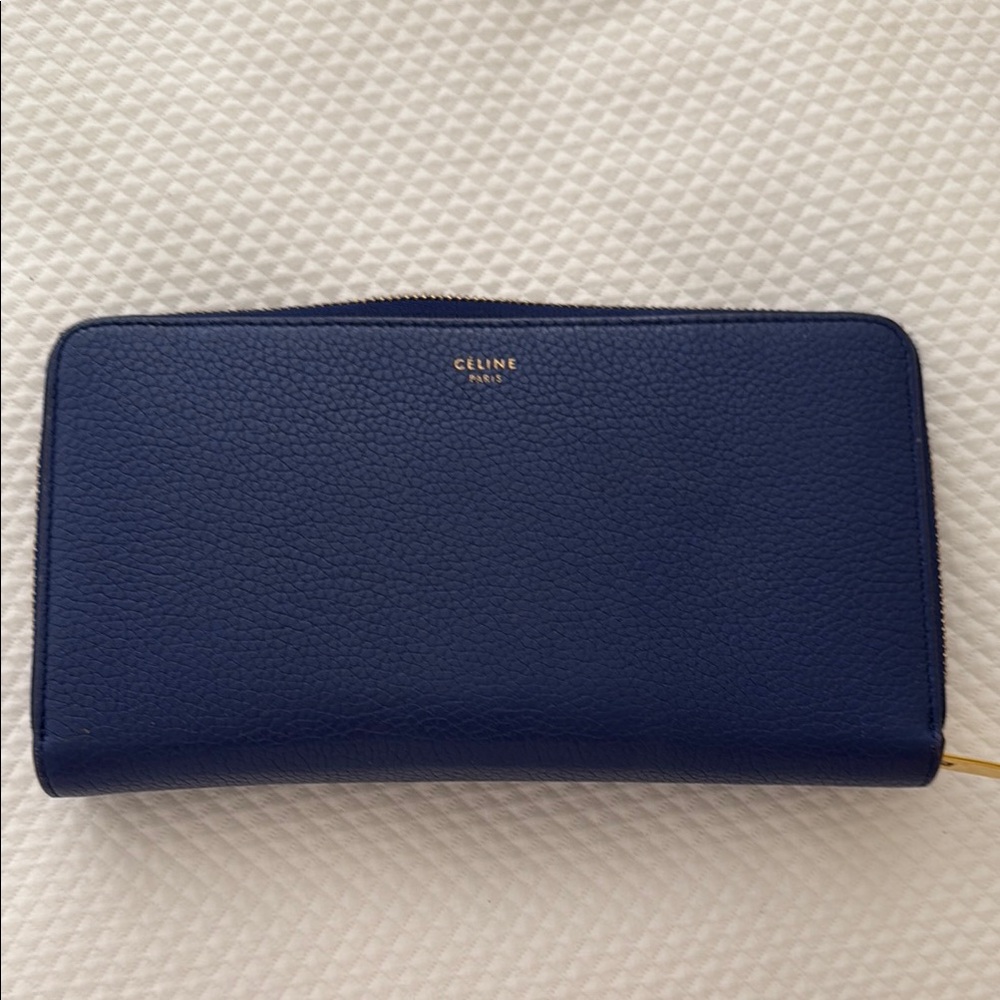 Celine Blue Leather Wallet Sleek Design